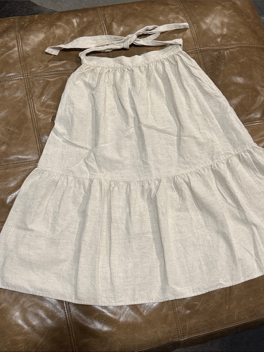 Little Cottonwood Women's Cream Linen/Cotton Tiered A-Line Skirt Small